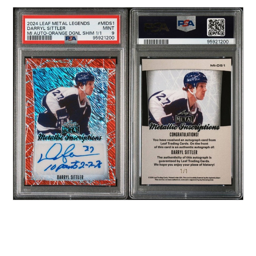 Darrel Sittler 1 of 1 PSA 9 Upper Deck Exotic. Autographed.